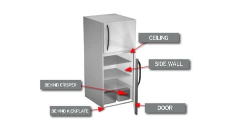 Refrigerator model number location — inside wall