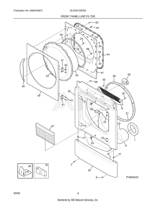 Electrolux Major Appliances Seal,air duct 134417000