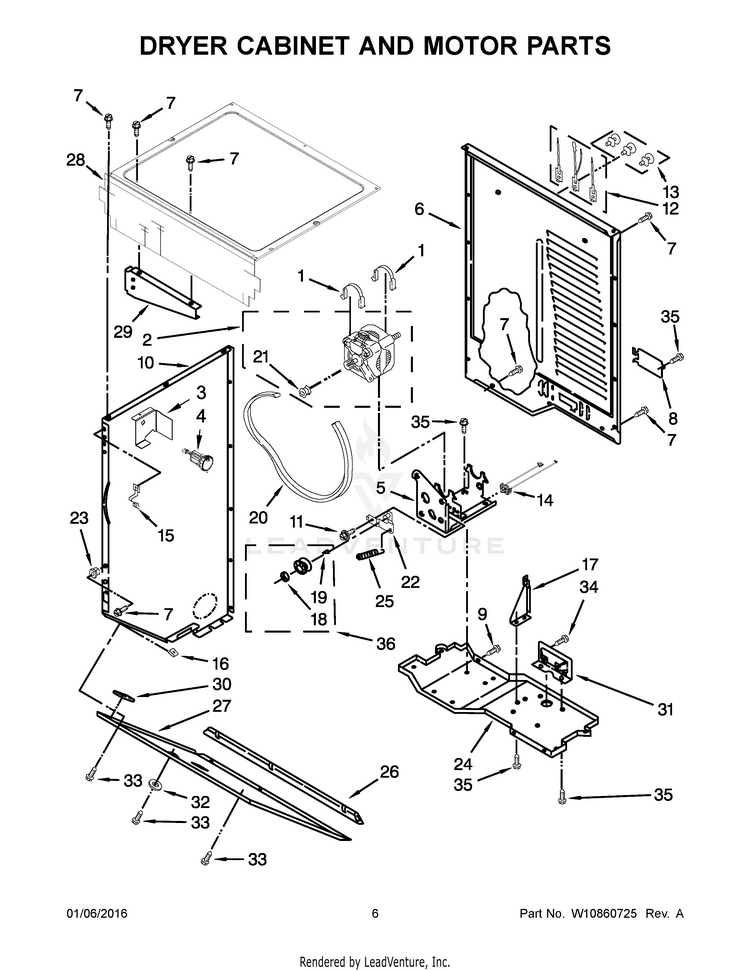 Maytag Dryer Cabinet And Motor Parts 279811