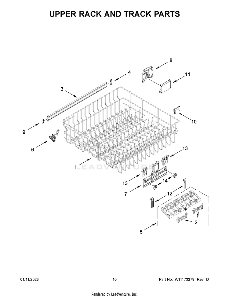 Maytag 09 - UPPER RACK AND TRACK PARTS W10712395