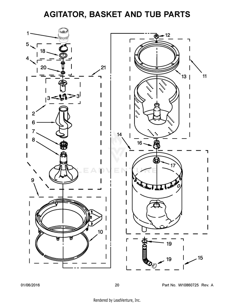 Maytag 11 - Agitator, Basket And Tub Parts WP3349098