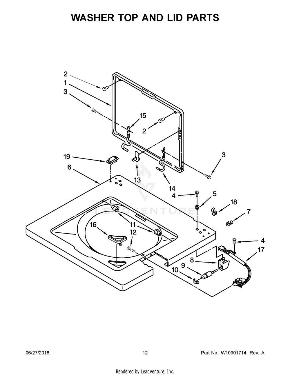 Maytag 07 - Washer Top And Lid Parts WP358684