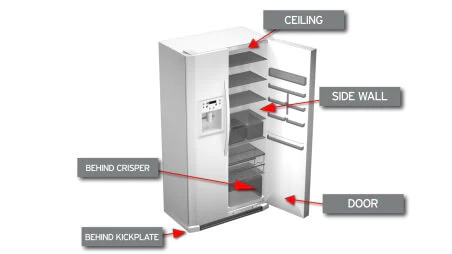Side-by-side refrigerator model number location